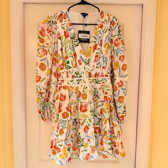 NWT- JESSIE ZHAO NEW YORK Flower Land Cotton Viscose Voile Mini Dress size 10 - Picture 3 of 10